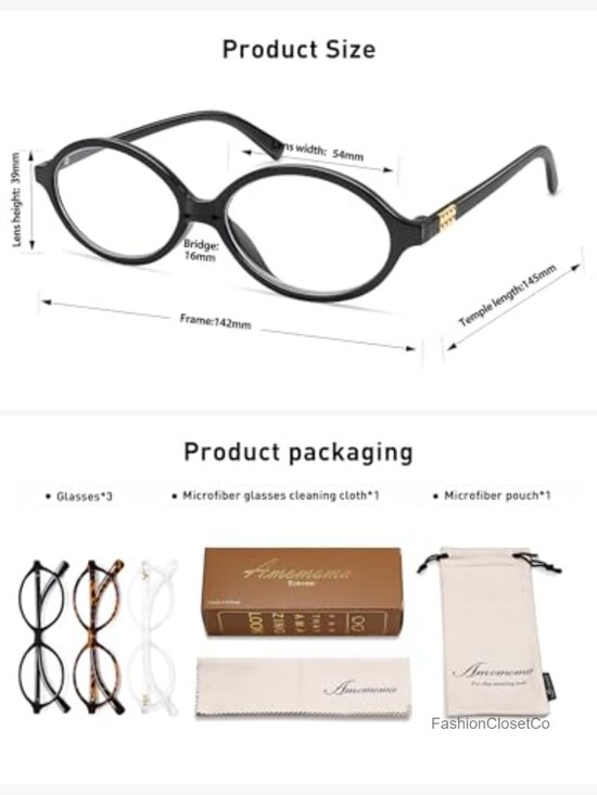 Blue Light Blocking Oval Reading Glasses for Women Men main image 4